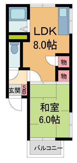 宝塚市亀井町(阪急今津線逆瀬川駅)のアパート間取